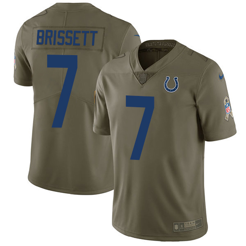Nike Colts #7 Jacoby Brissett Olive Men's Stitched NFL Limited Salute to Service Jersey